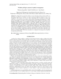 Problem Solving in Content of Aesthetic Management