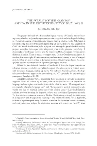 The “Wealth of the Nations”: a Study in the Intertextuality of Isaiah 60:5, 11