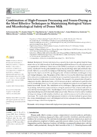 Combination of High-Pressure Processing and Freeze-Drying As the Most Effective Techniques in Maintaining Biological Values and Microbiological Safety of Donor Milk