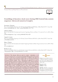Crumbling of Amatrice Clock Tower During 2016 Central Italy Seismic Sequence: Advanced Numerical Insights