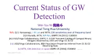 Current Status of GW Detection Wei-Tou Ni 倪维斗 National Tsing Hua University Refs: (I) S