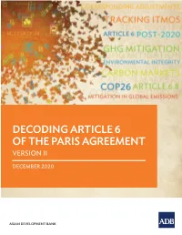 Decoding Article 6 of the Paris Agreement-Version II