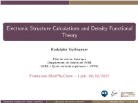 Electronic Structure Calculations and Density Functional Theory