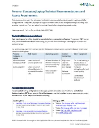 Personal Computer/Laptop Technical Requirements