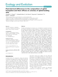 Plantderived Differences in the Composition of Aphid Honeydew
