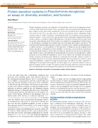 Protein Secretion Systems in Pseudomonas Aeruginosa: an Essay on Diversity, Evolution, and Function