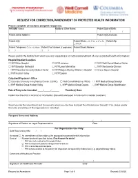 Request for Correction/Amendment of Protected Health Information