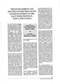 The Development and Decline of Deep Reef Slope Handline Fishing in The