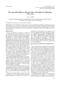 The Wing Stalk in Diptera, with Some Notes on the Higher-Level Phylogeny of the Order
