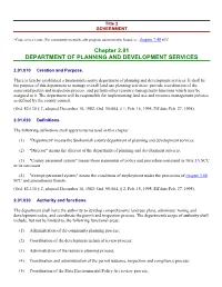 Chapter 2.01 DEPARTMENT of PLANNING and DEVELOPMENT SERVICES