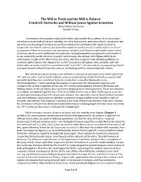Friedrich Nietzsche and William James Against Scientism Dissertation Summary Rachel Cristy