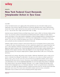 New York Federal Court Remands Interpleader Action in Tyco Case −