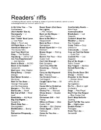 Readers' Riffs
