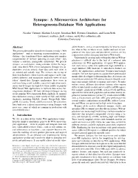 Synapse: a Microservices Architecture for Heterogeneous-Database Web Applications