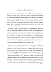 Consolidation and Rule of the 'Marathas' with the Inauguration of the State of Maharashtra in 1960 a New Political Elite Took Ov
