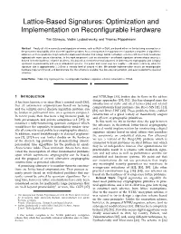 Lattice-Based Signatures: Optimization and Implementation on Reconﬁgurable Hardware