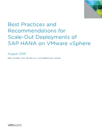 Scale-Out Deployments of SAP HANA on Vsphere