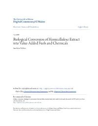 Biological Conversion of Hemicellulose Extract Into Value-Added Fuels and Chemicals Sara Lynn Walton