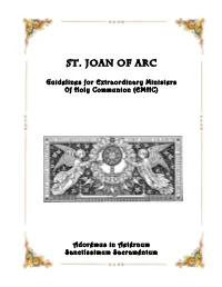 Guidelines for Extraordinary Ministers of Holy Communion (EMHC)