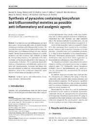 Synthesis of Pyrazoles Containing Benzofuran and Trifluoromethyl Moieties As Possible Anti-Inflammatory and Analgesic Agents