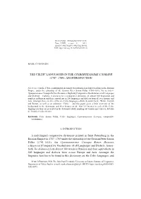 The Celtic Languages in the Сравнительные Словари (1787–1789): an Introduction
