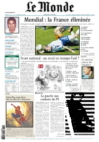 LE MONDE/PAGES&lt;UNE&gt;