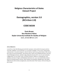 RCS Demographics V2.0 Codebook