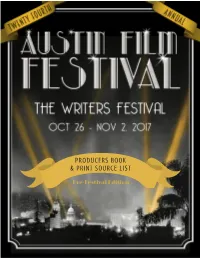 2017 Producers Book Finalists