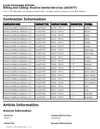 Billing and Coding: Routine Dental Services Local Coverage Article