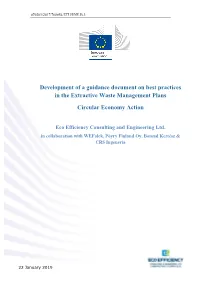 Development of a Guidance Document on Best Practices in the Extractive Waste Management Plans Circular Economy Action