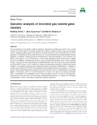Genomic Analysis of Microbial Gas Vesicle Gene Clusters Matthijs Smits 1,∗, Ben Oyserman 2 and Marnix Medema 3,∗