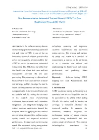 New Frameworks for Automated Test and Retest (ATRT) Test Case Requirement Traceability Matrix