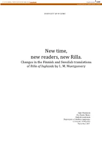 New Time, New Readers, New Rilla. Changes in the Finnish and Swedish Translations of Rilla of Ingleside by L. M. Montgomery