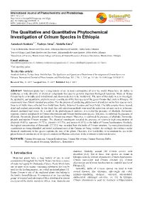The Qualitative and Quantitative Phytochemical Investigation of Crinum Species in Ethiopia