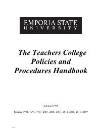 The Teachers College Policies and Procedures Handbook.Pdf