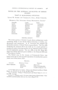 Notes on the Mineral Localities of Rhode Island Part Ii