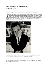 PAUL GRABOWSKY: on an UPWARD PATH by Adrian Jackson* ______