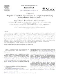 Repetitive Lyrics in a Song Increase Processing Fluency and Drive Market Success