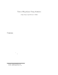 Tests of Hypotheses Using Statistics