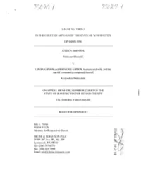 CAUSE No. 75029-1 in the COURT of APPEALS of the STATE OF