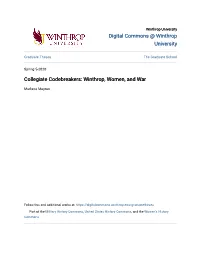 Collegiate Codebreakers: Winthrop, Women, and War
