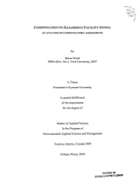 Compensation in Hazardous Facility Siting