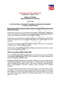 (Extracts – Pages 1 to 8) Media Statement Senior Minister