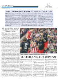 Leicester Aim for Top Spot