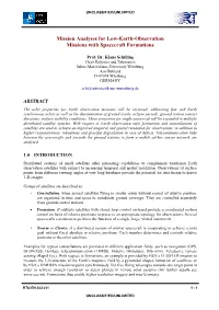 Mission Analyses for Low-Earth-Observation Missions with Spacecraft Formations