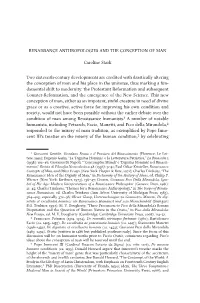 Renaissance Anthropologies and the Conception of Man Caroline Stark