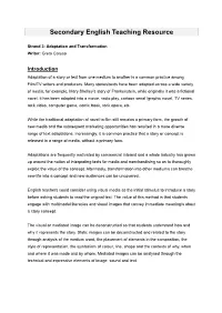 Secondary English Teaching Resource