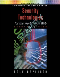 Security Technologies for the World Wide Web, 2Nd Ed..Pdf