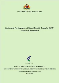 Status and Performance of Direct Benefit Transfer (DBT) Scheme in Karnataka