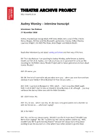 Theatre Archive Project: Interview with Audrey Worsley